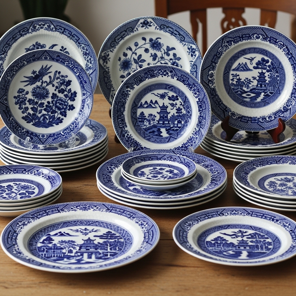 Classic Blue and White Porcelain Plates
