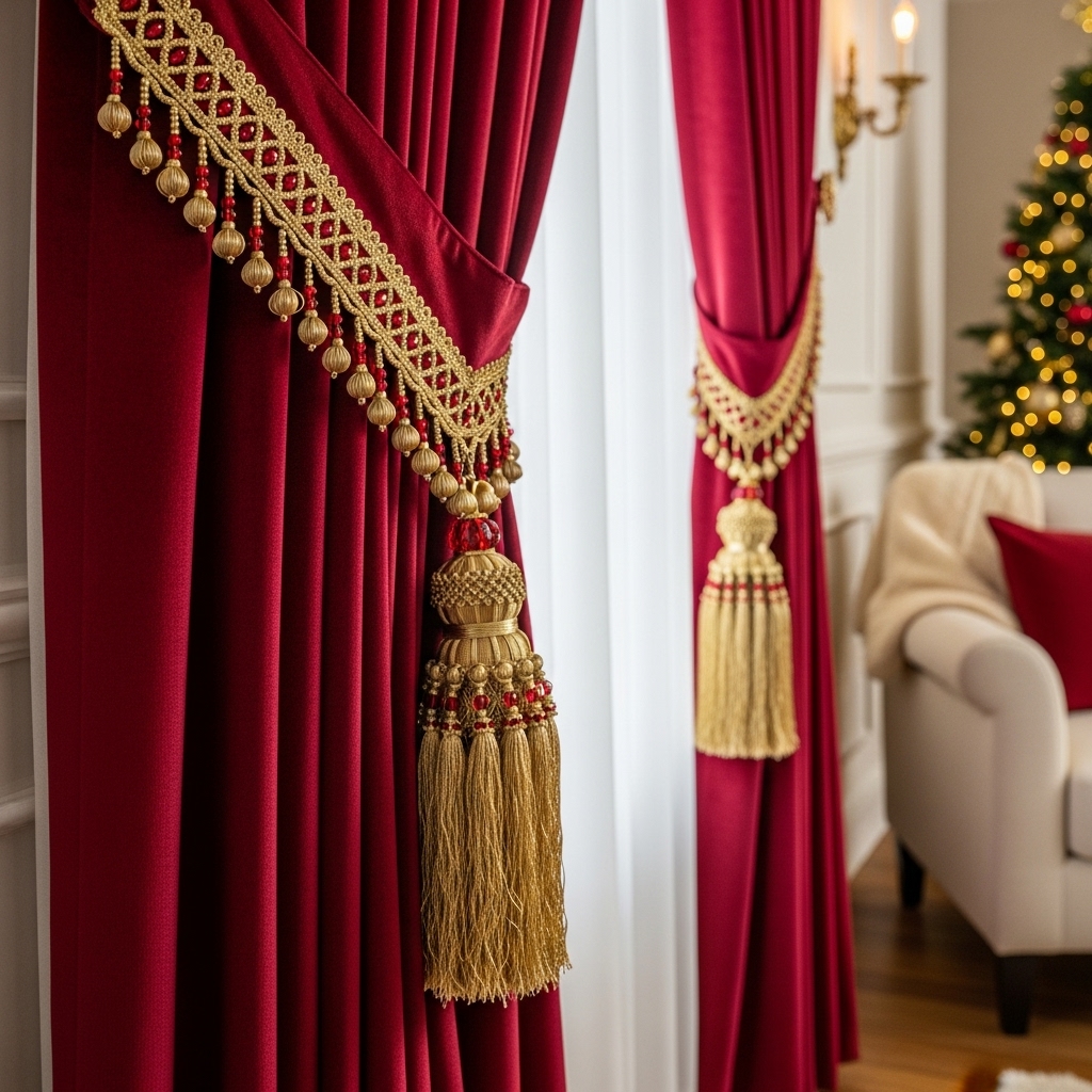 Curtains with Tassels and Beaded Trim