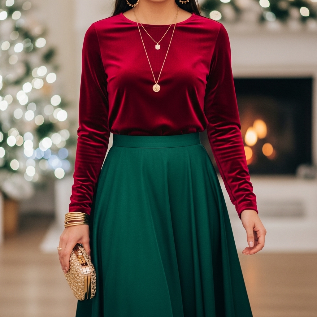 Deep Crimson + Forest Green + Gold