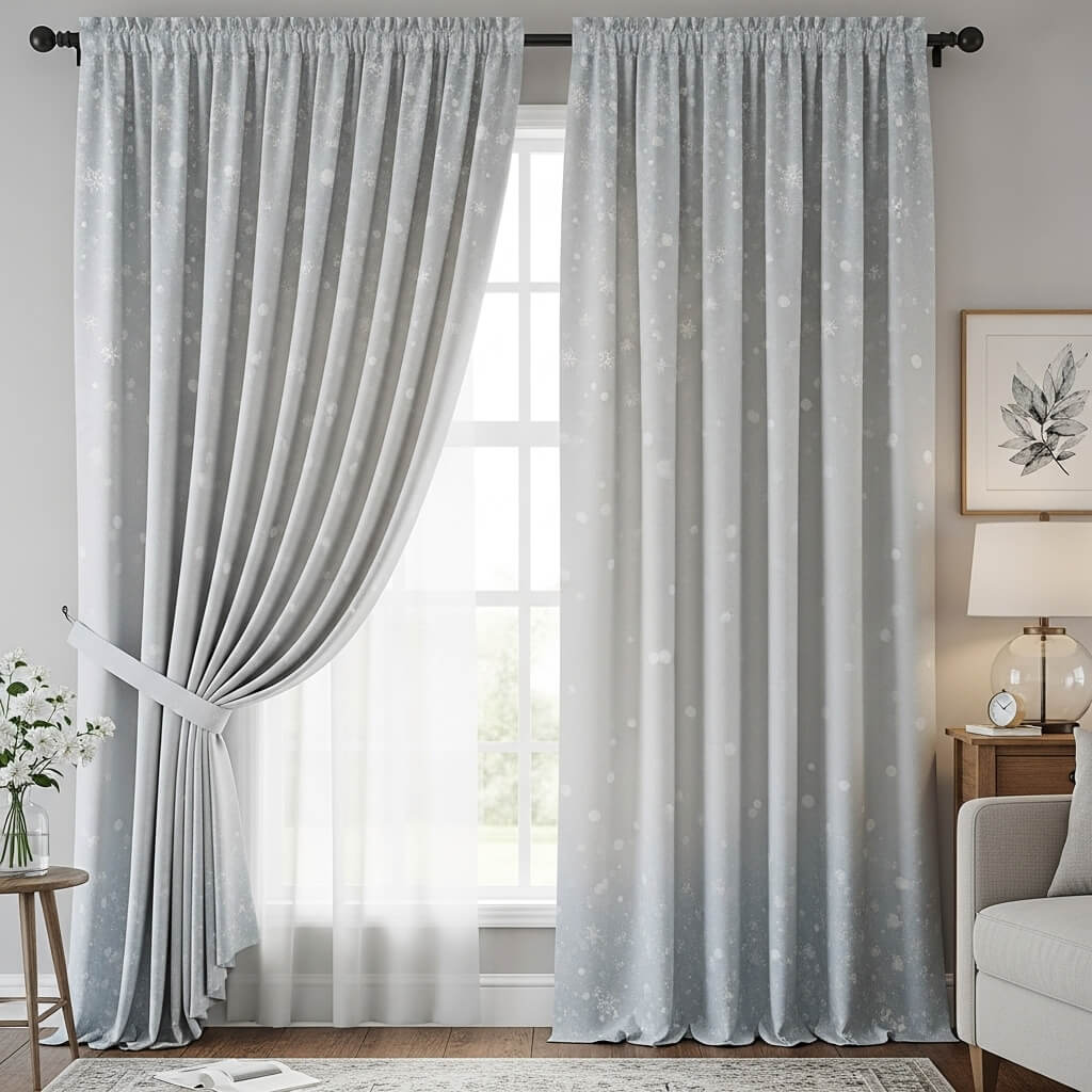 Drapes with Snowfall Patterns