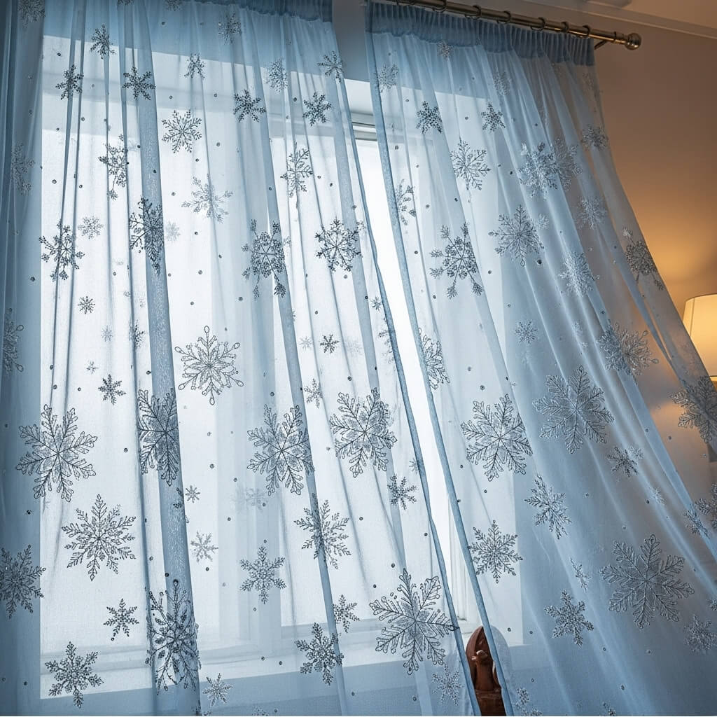 Embroidered Snowflake Curtains