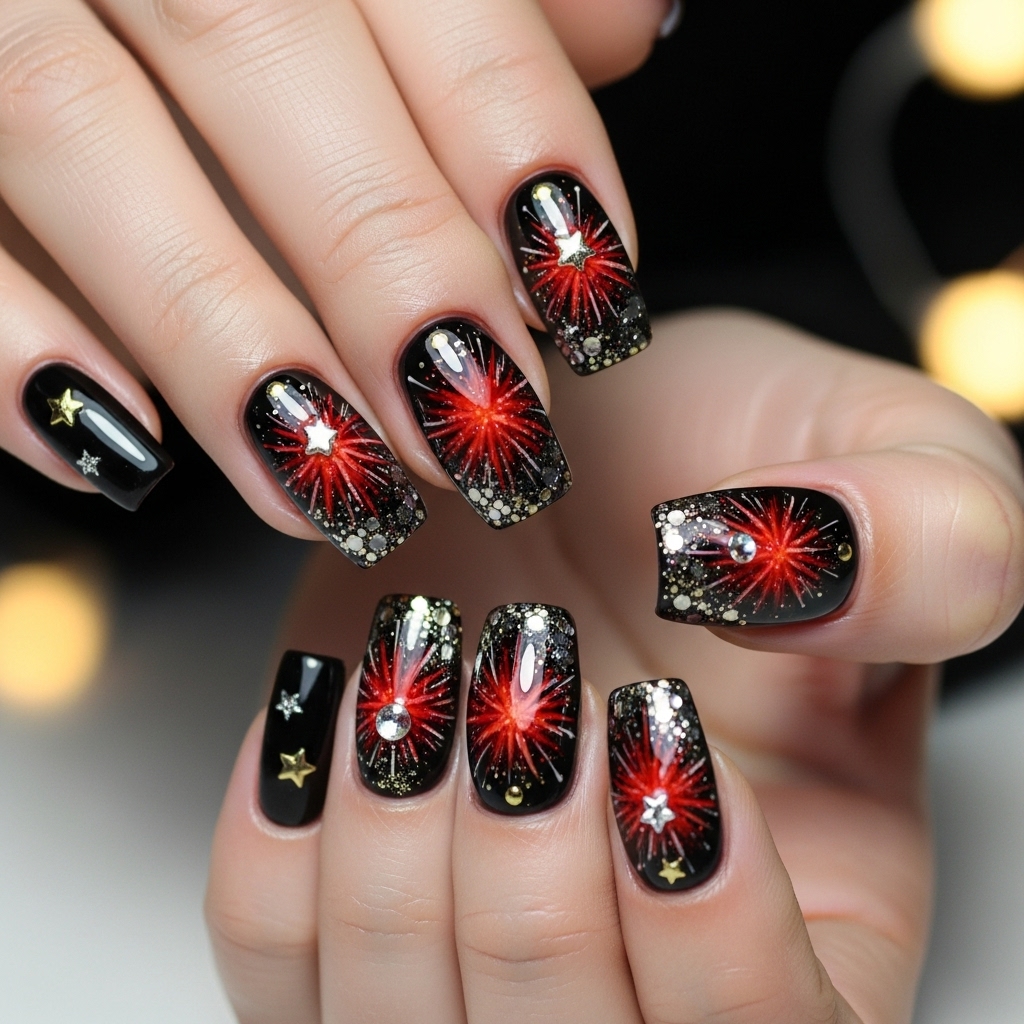 Fiery Red Explosions