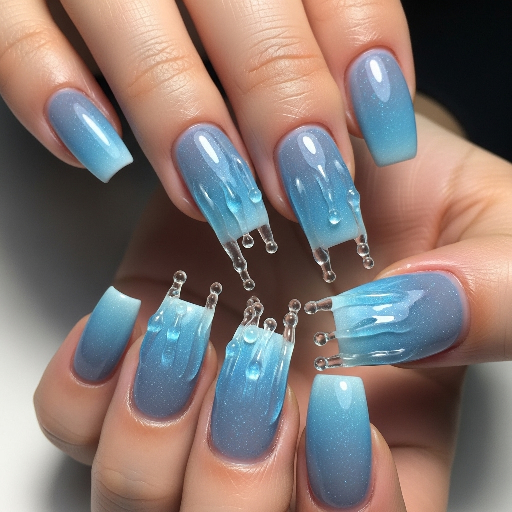 Icy Blue Icicles nails
