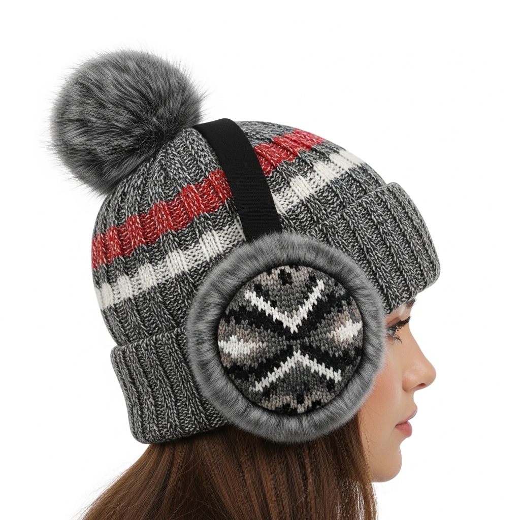 Knit Beanie Hats and Ear Muffs