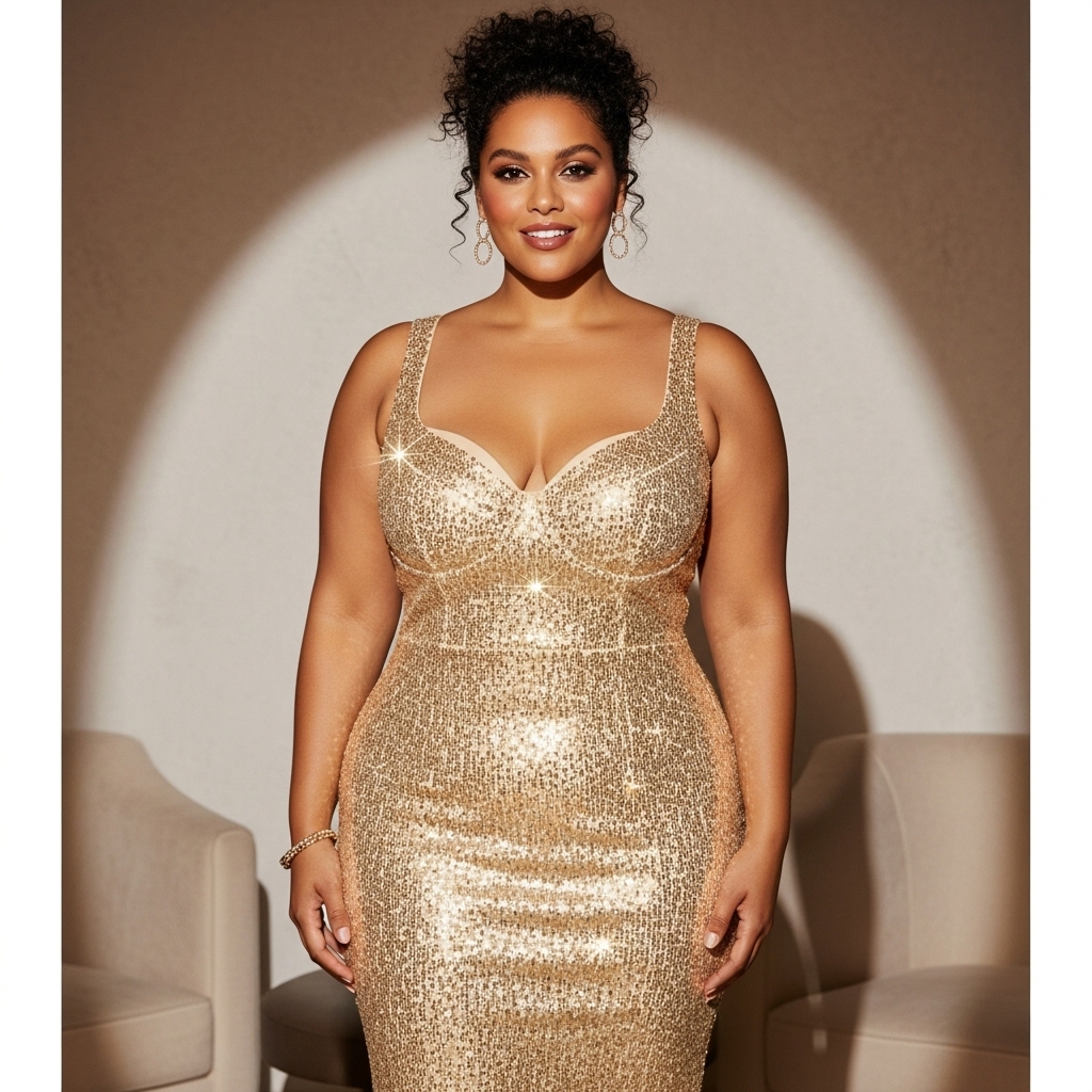 Lane Bryant Gold Sequin Plus Midi

