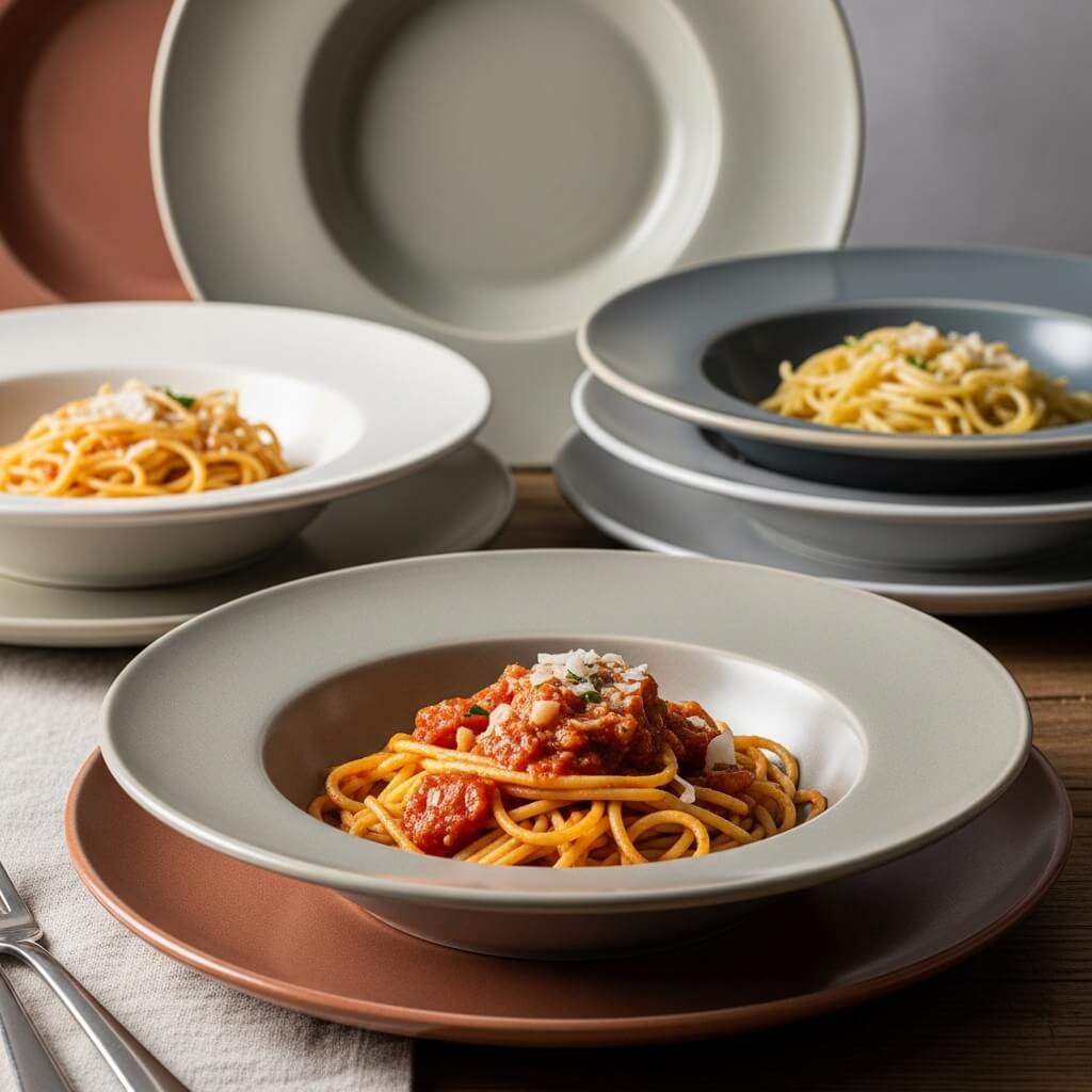 Large Pasta Bowls with Ceramic Plates