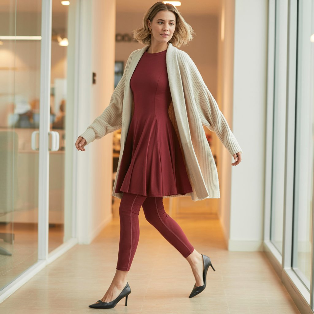 Long Underwear + Fit-and-Flare + Cardigan