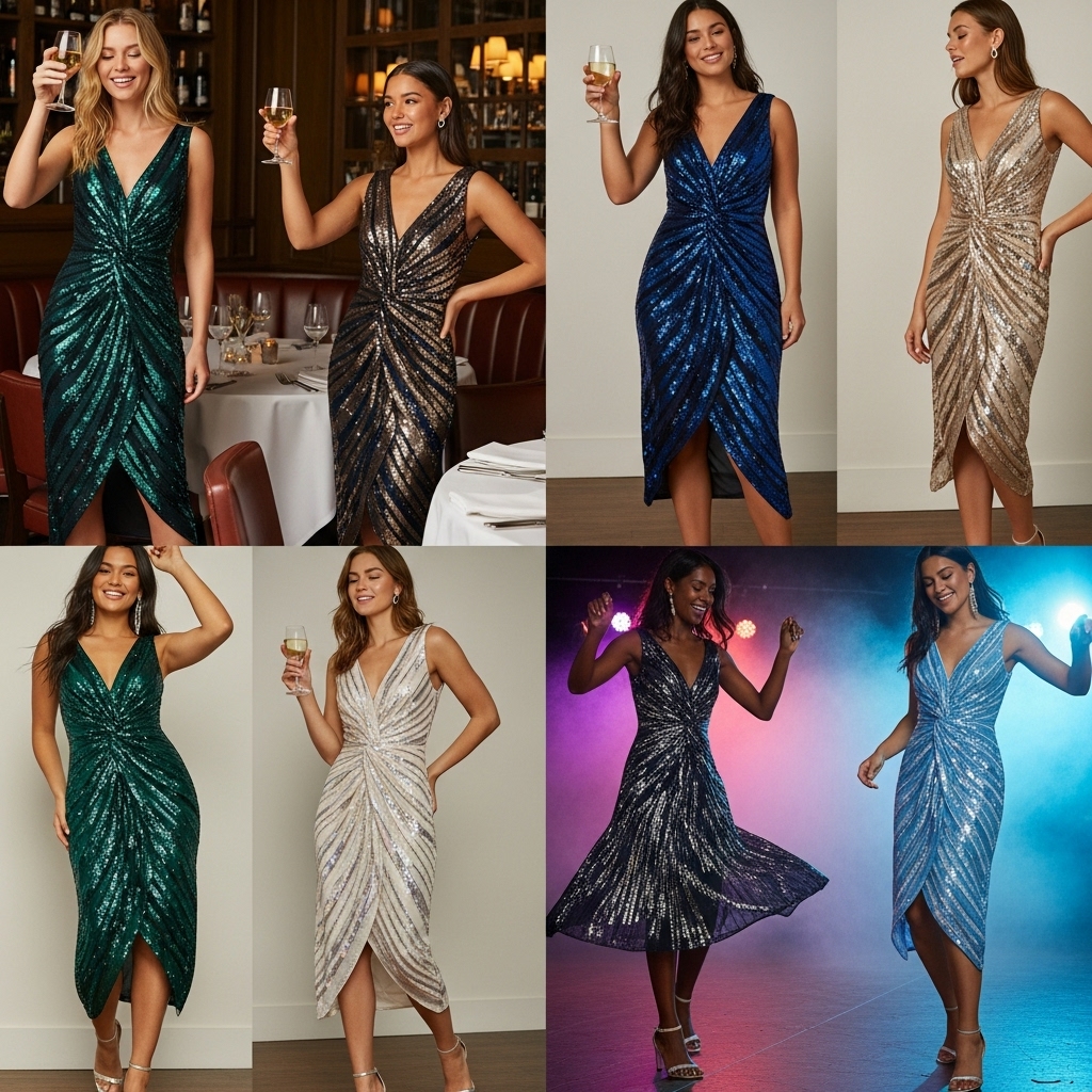 Midi Sequined Dresses for Elegant Twists