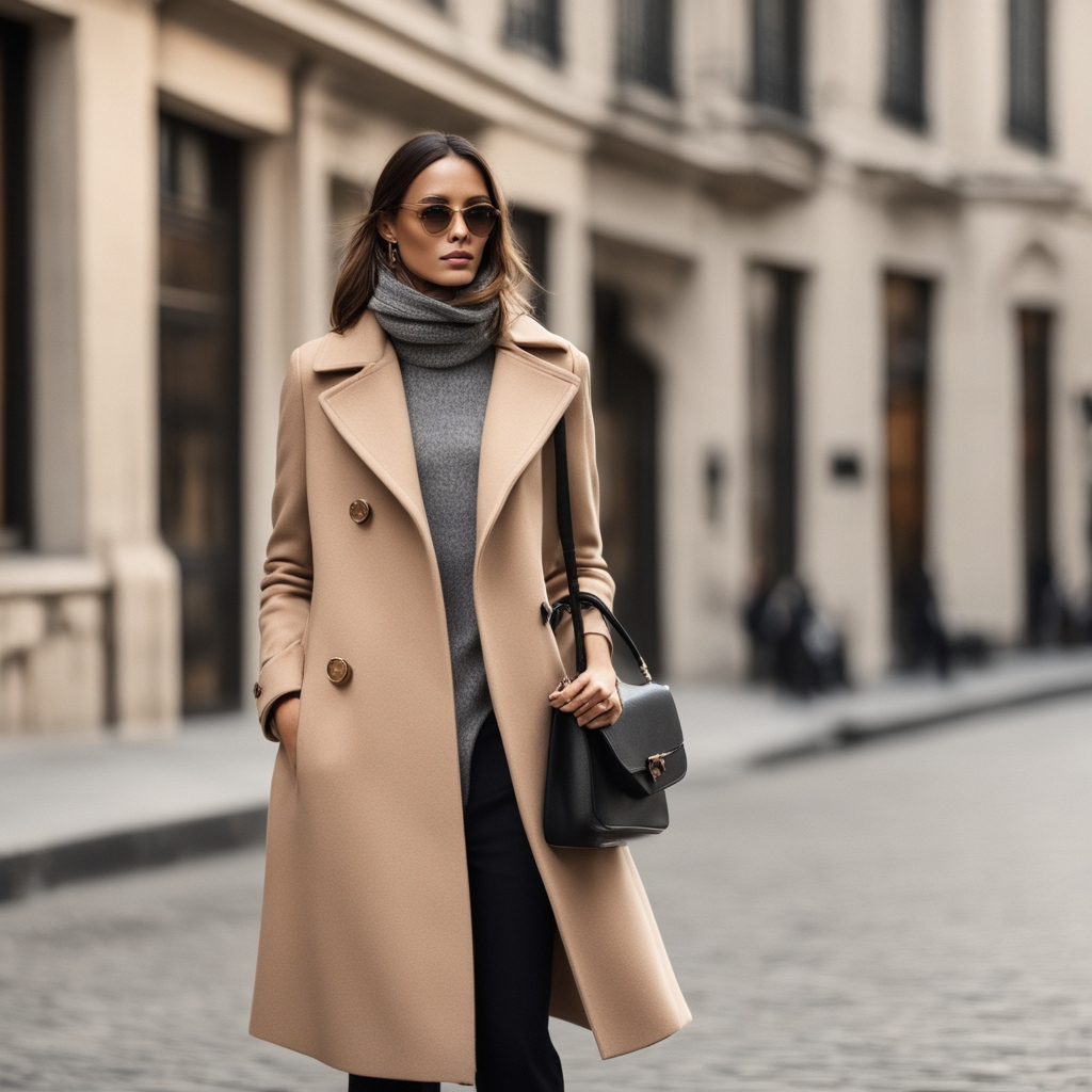 Mock Neck + Midi Wrap + Peacoat