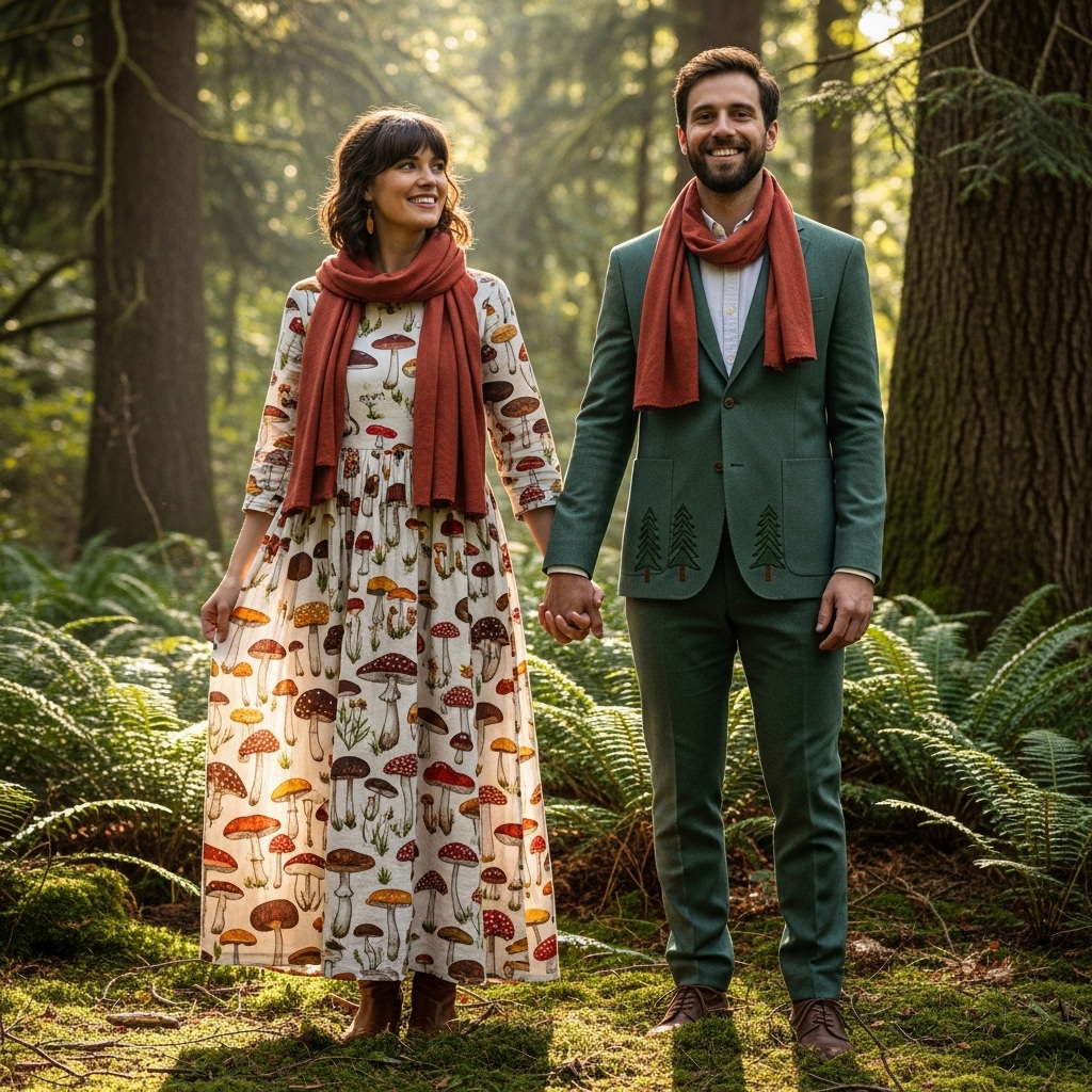 Mushroom linen; forest wool; terracotta scarf.
