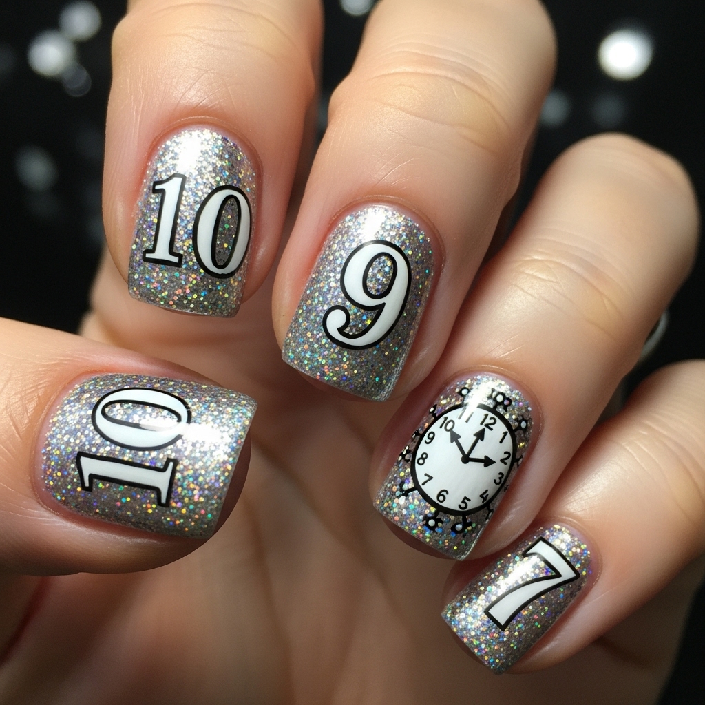 Numbered Glitter Nails