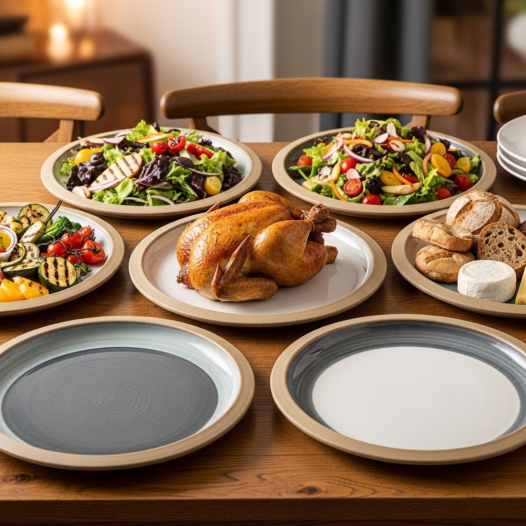 Oversized Ceramic Plates for Buffet or Family Style Dining
