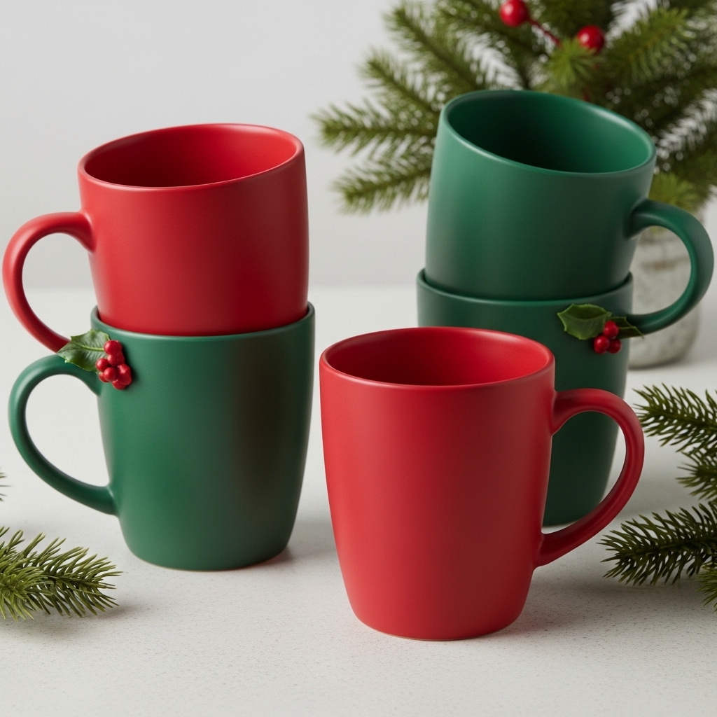 Red and Green Matte Mugs