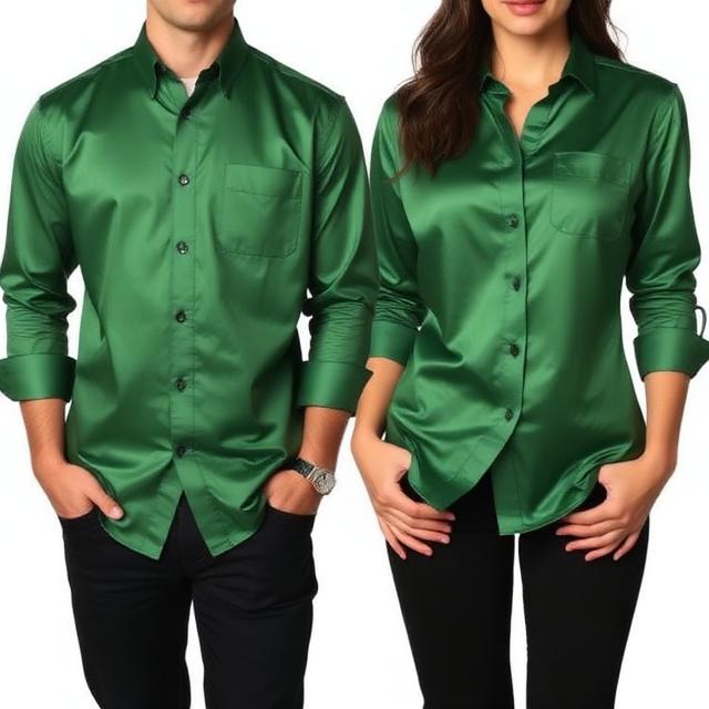 Satin Green Shirt Sets 