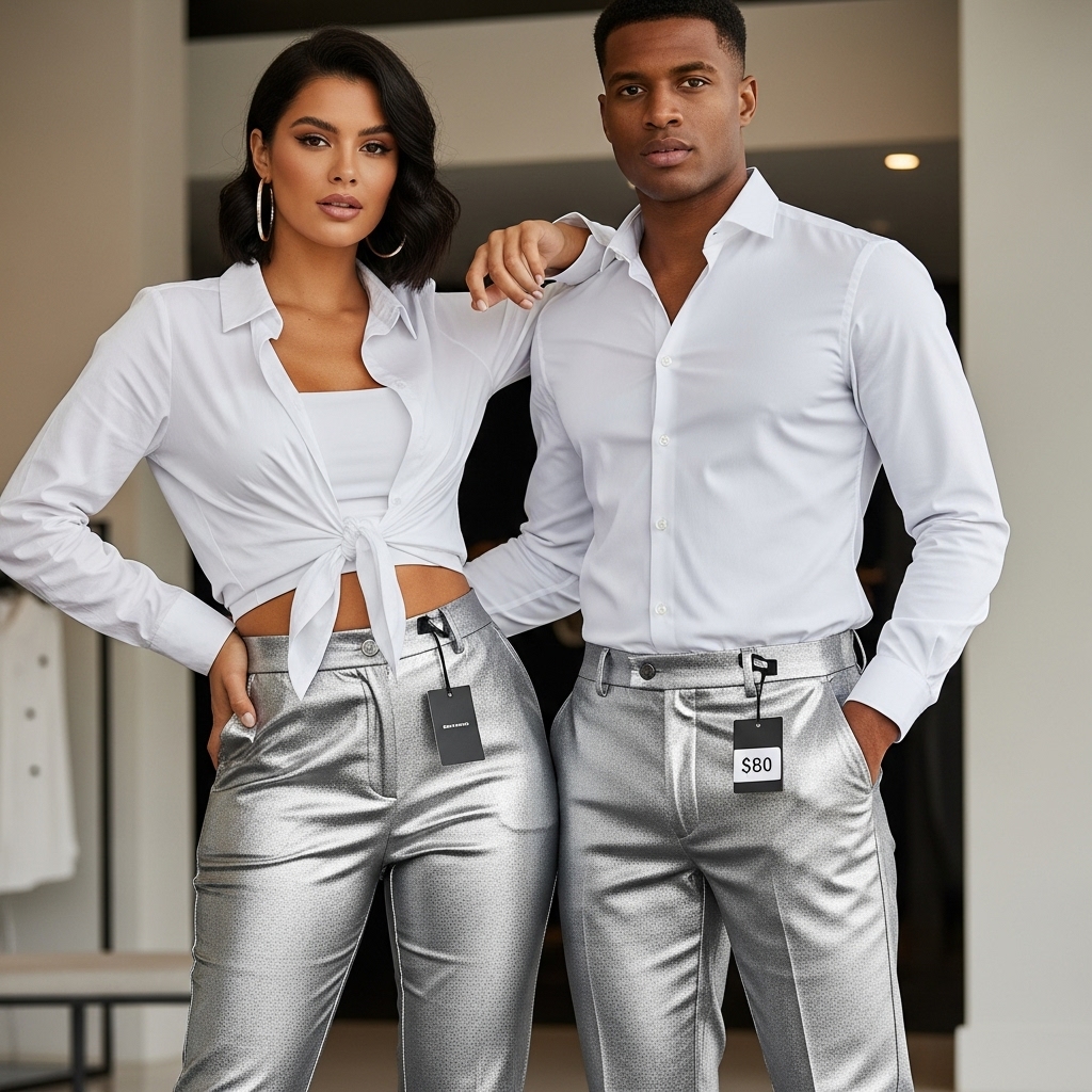 Silver Lamé Pants Sets