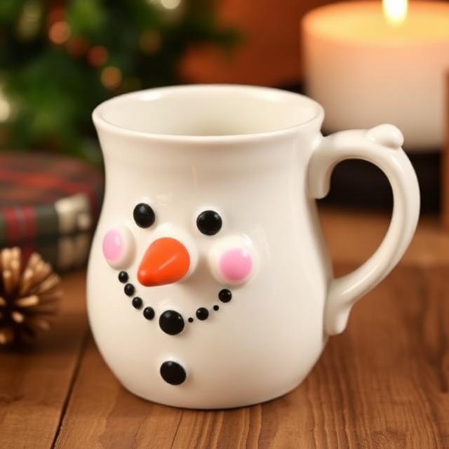 Snowman Mug with 3D Accents