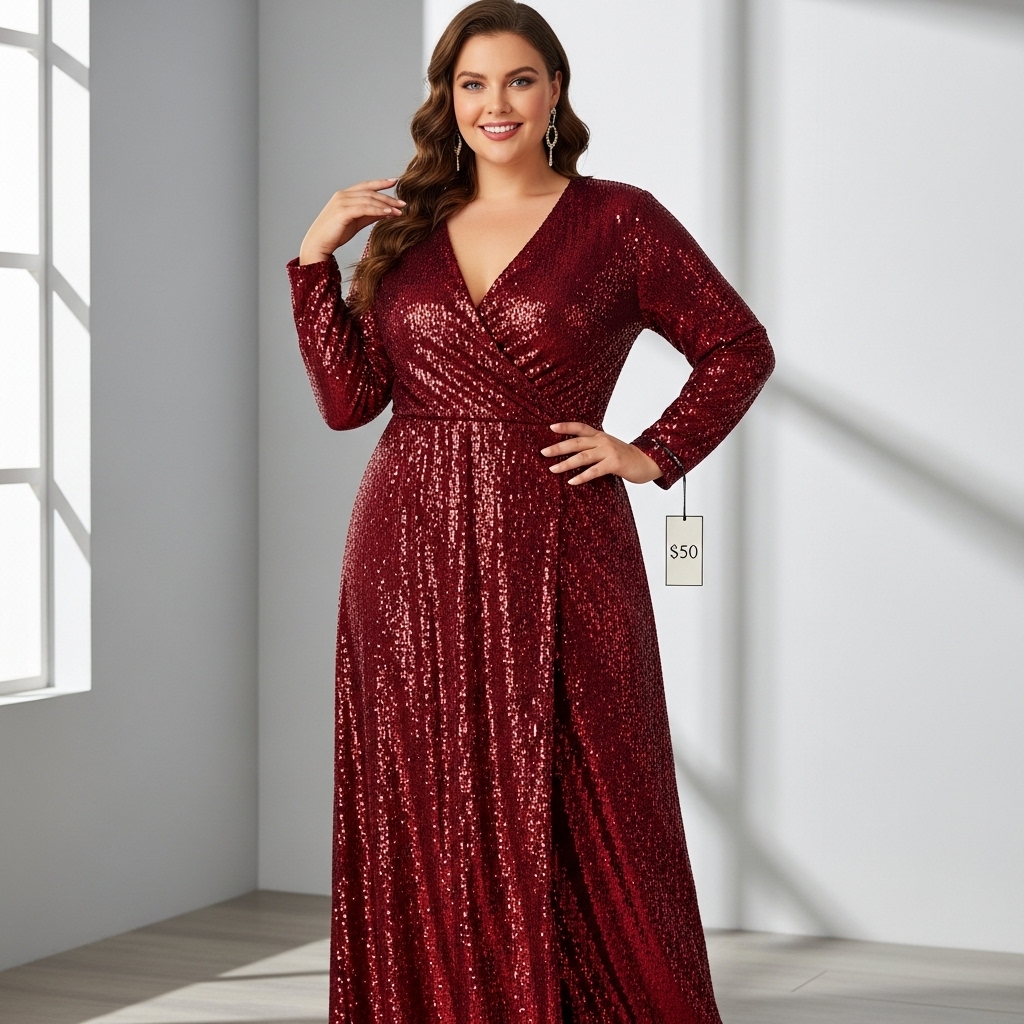 Target Plus Merlot Sequin Wrap Maxi