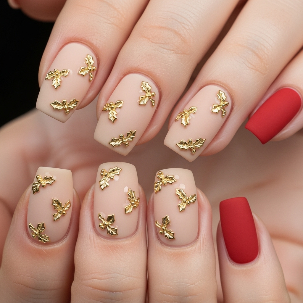 Tiny Gold Holly Leaves