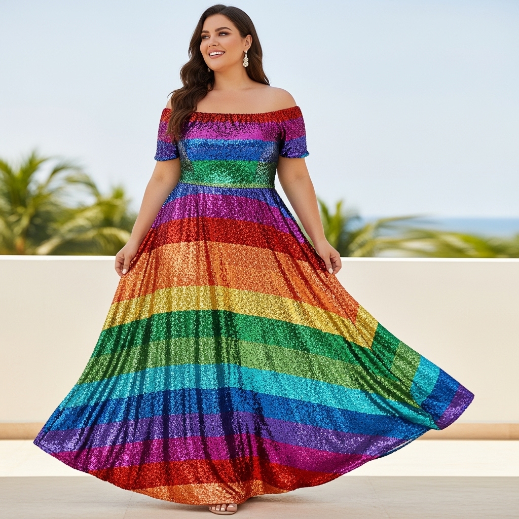  Torrid Rainbow Sequin Maxi