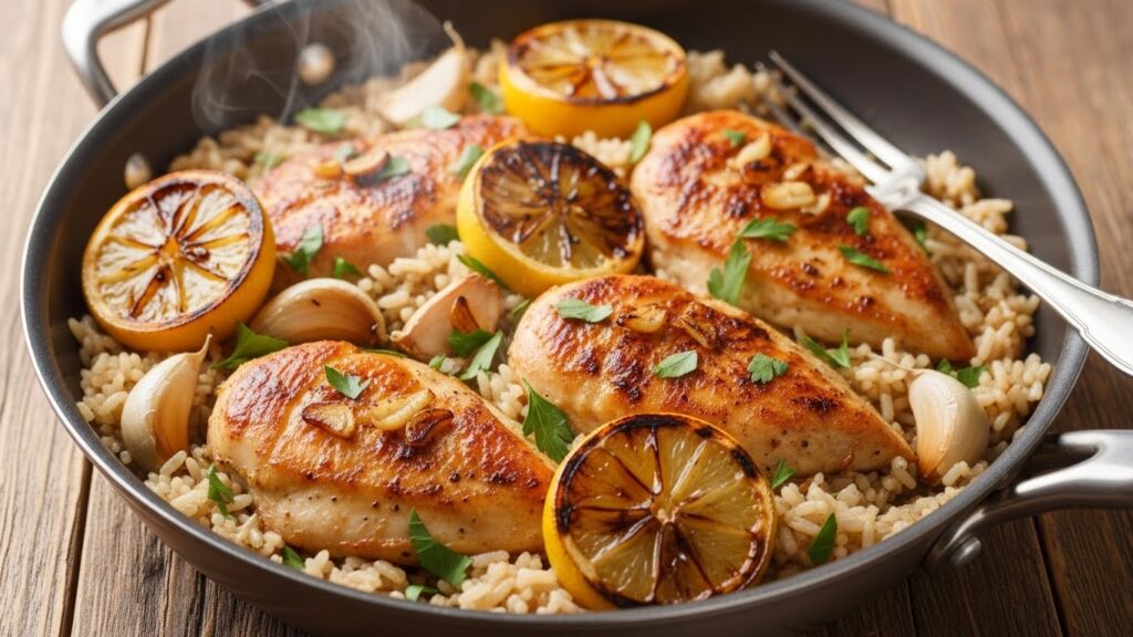 One-Pan Lemon Garlic Chicken Rice