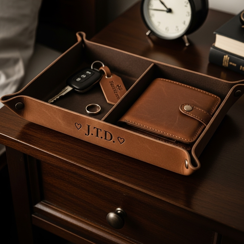 Personalized Leather Valet Tray 