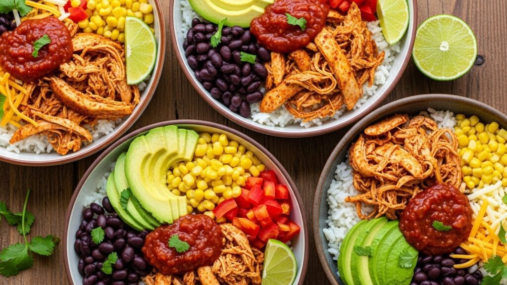 Spicy Chicken Burrito Bowls with Rice