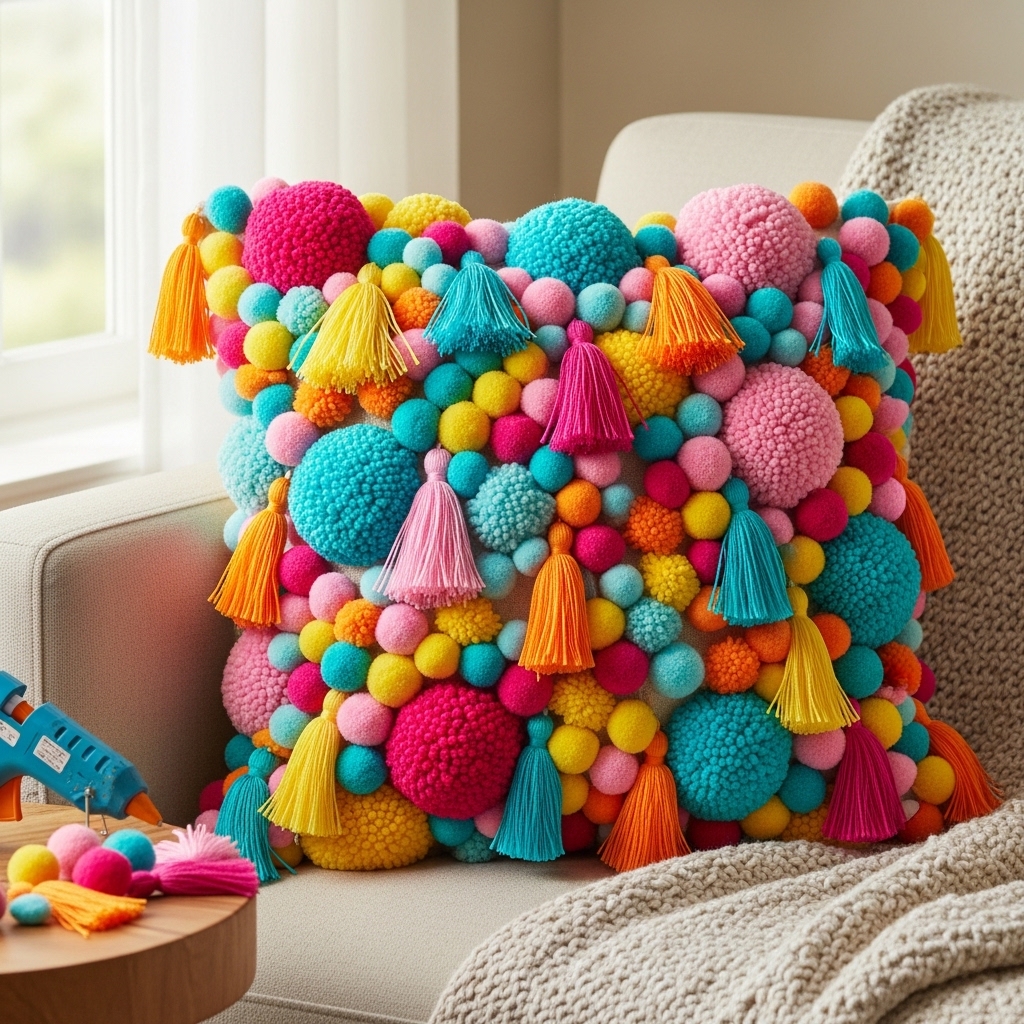 Pom Pom Pillow DIY