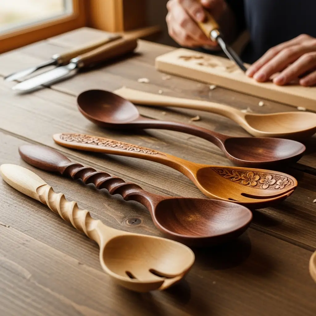  Hand-Carved Wooden Spoons