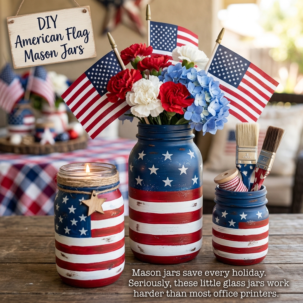 DIY American Flag Mason Jars