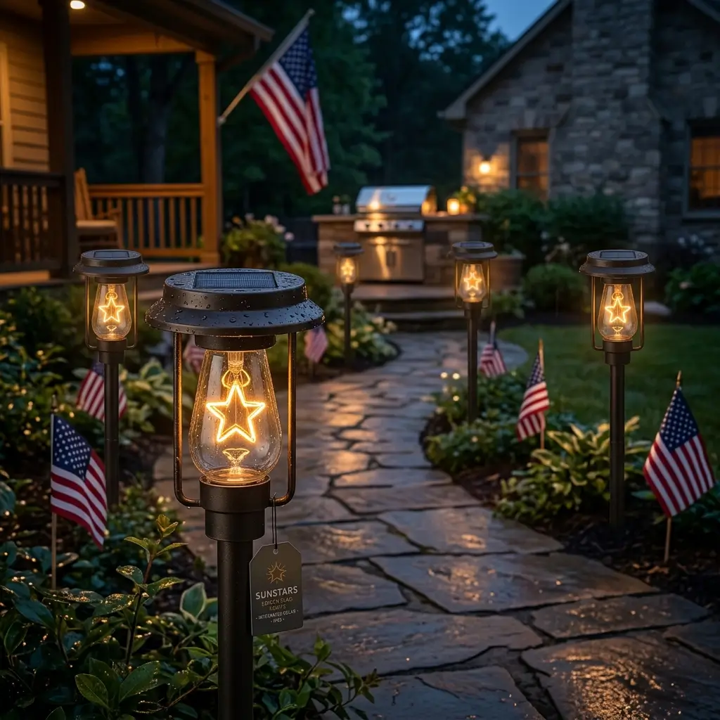 Solar-Powered "Edison" Flag Lights