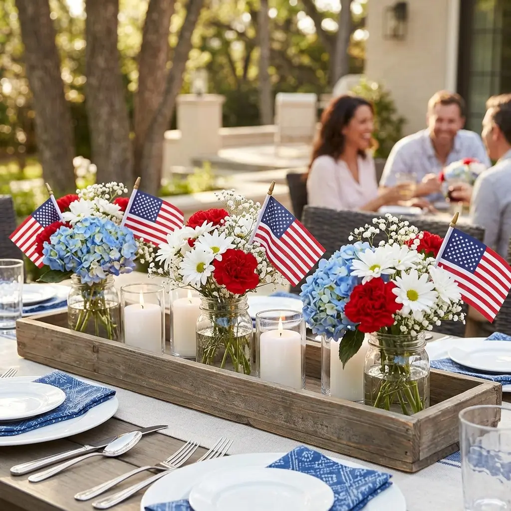 Red, White, and Blue Table Centerpieces