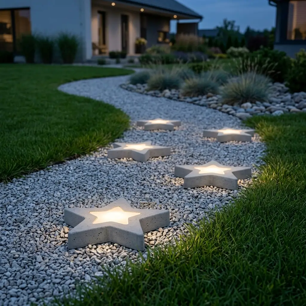 Concrete Star Path Lighting