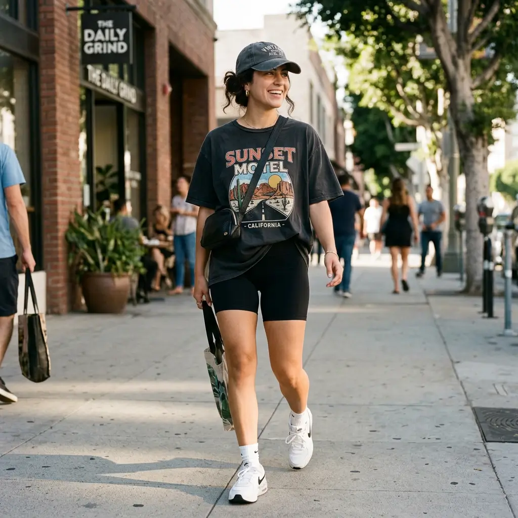 Graphic Tee With Biker Shorts