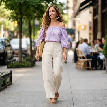 Off-Shoulder Top With Wide-Leg Pants