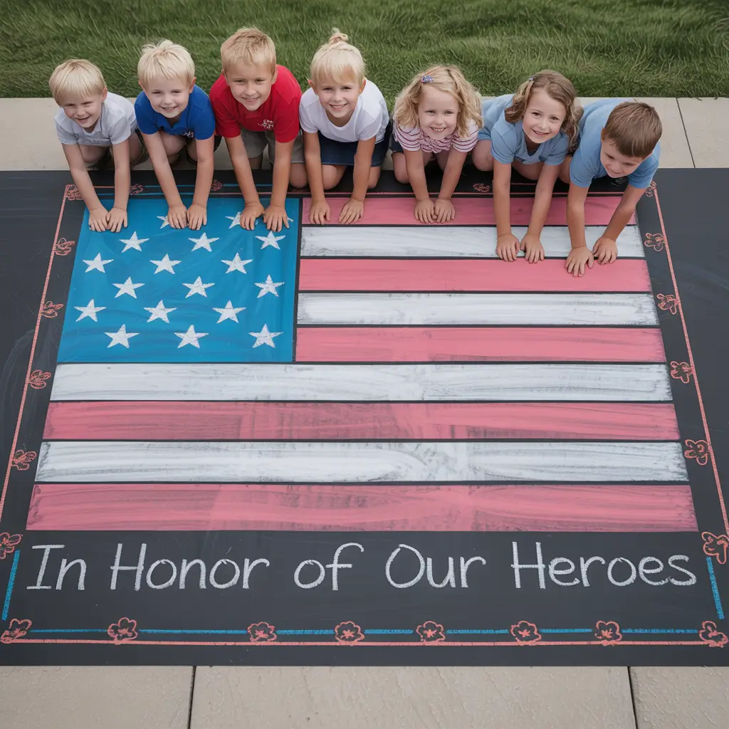 Sidewalk Flag Chalk Art