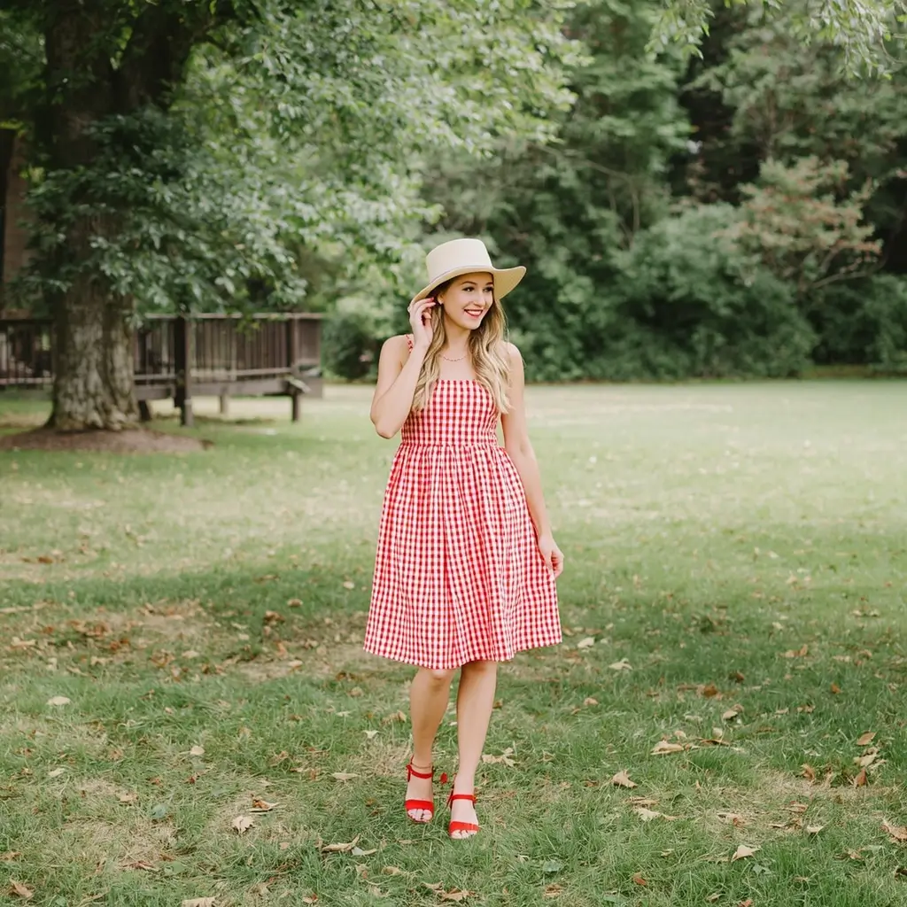 Gingham Red and White Sundresses