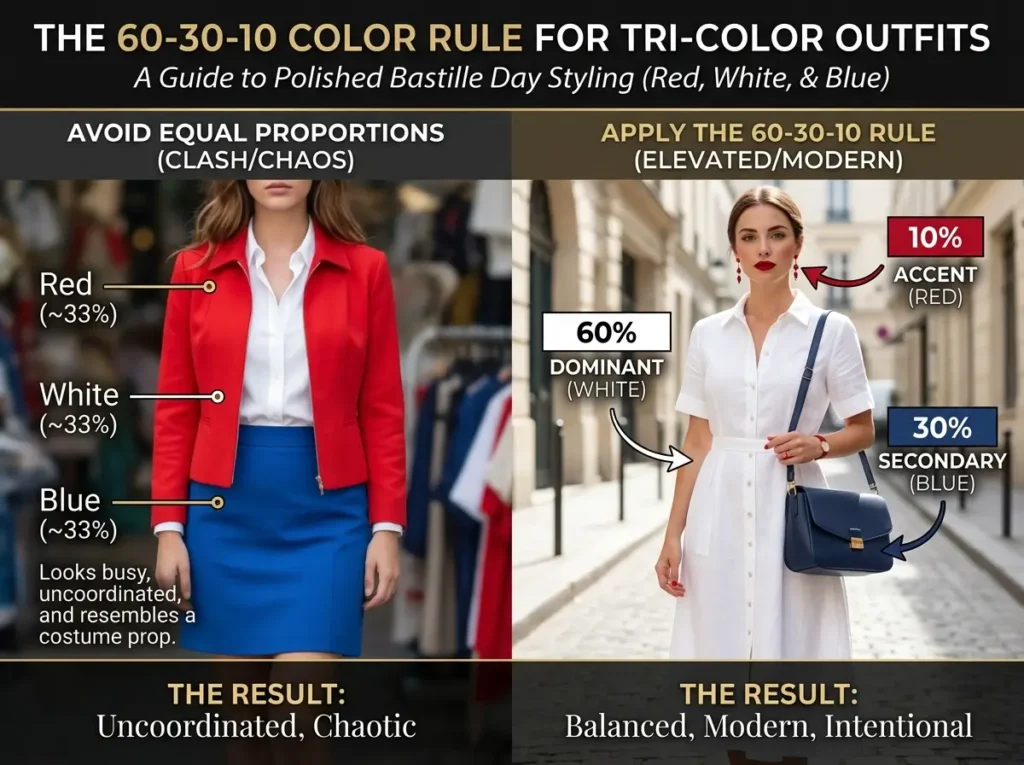 60-30-10 Color Rule for Tri-Color Outfits