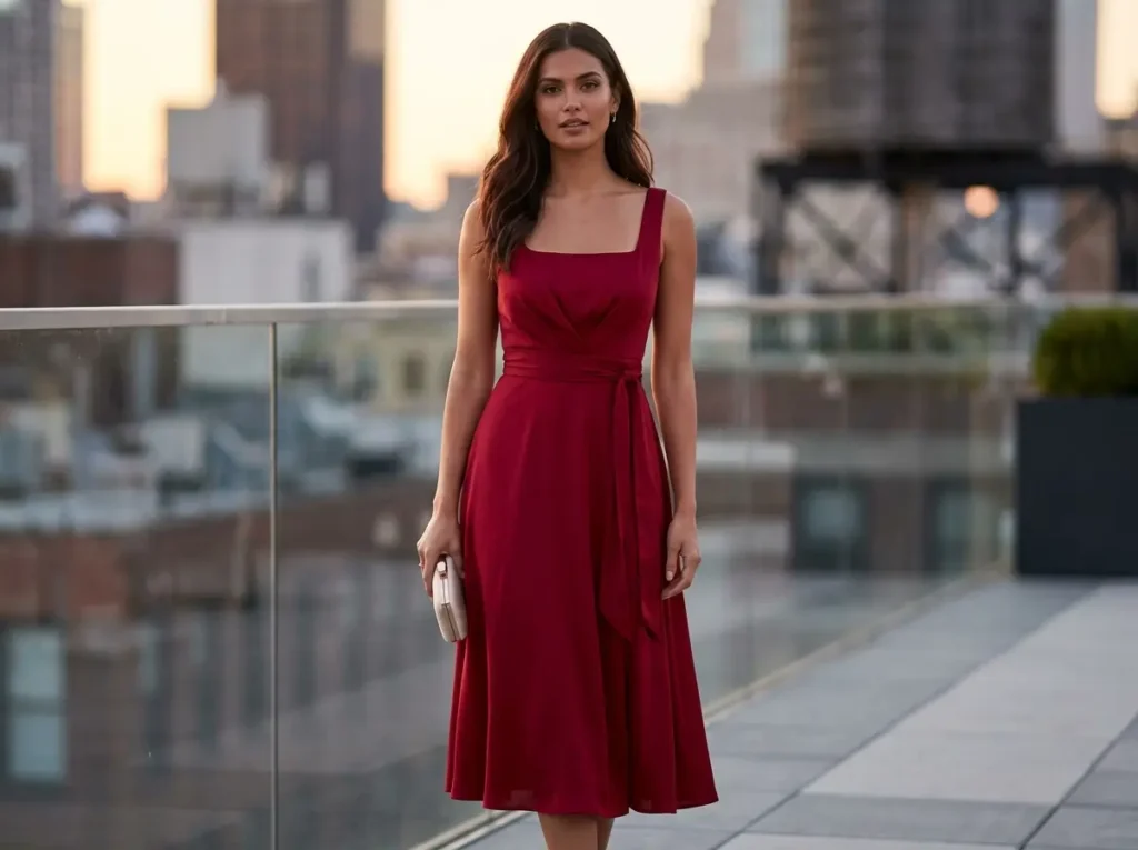 The Bold Crimson Midi Dress