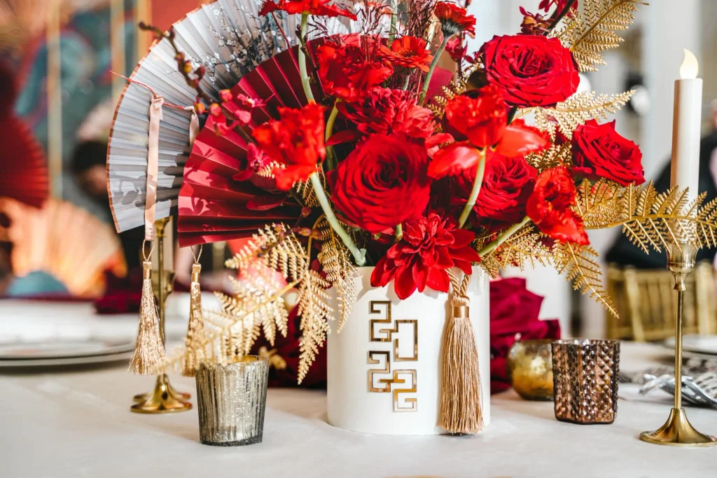 Red and Gold Floral Arrangements