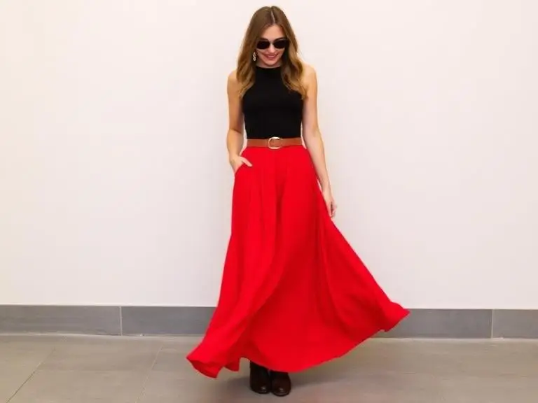 Festive Red Maxi Skirt