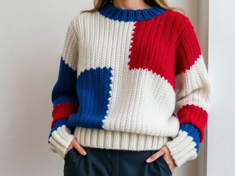 Flag-Inspired Color-Blocked Sweater