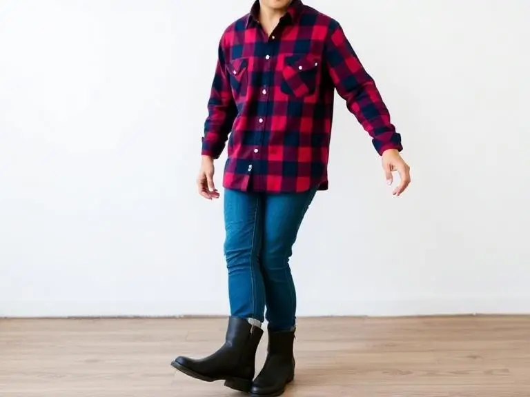 Flannel and Ankle Boot Combo