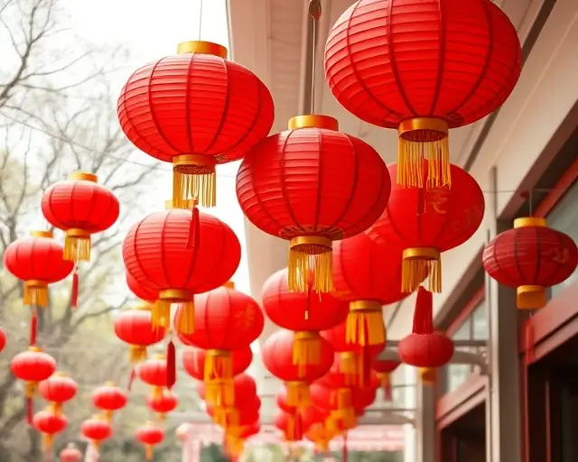 Hang Traditional Red Chinese Lanterns