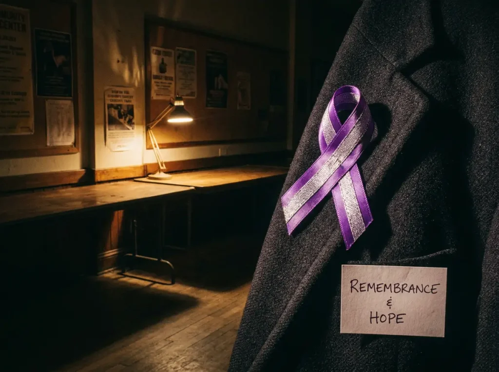 Purple and Silver Overdose Awareness Ribbon