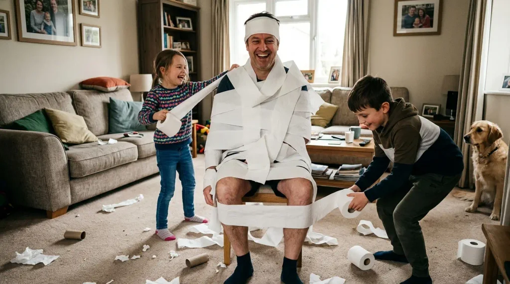 Living Room Toilet Paper Mummy Wrap