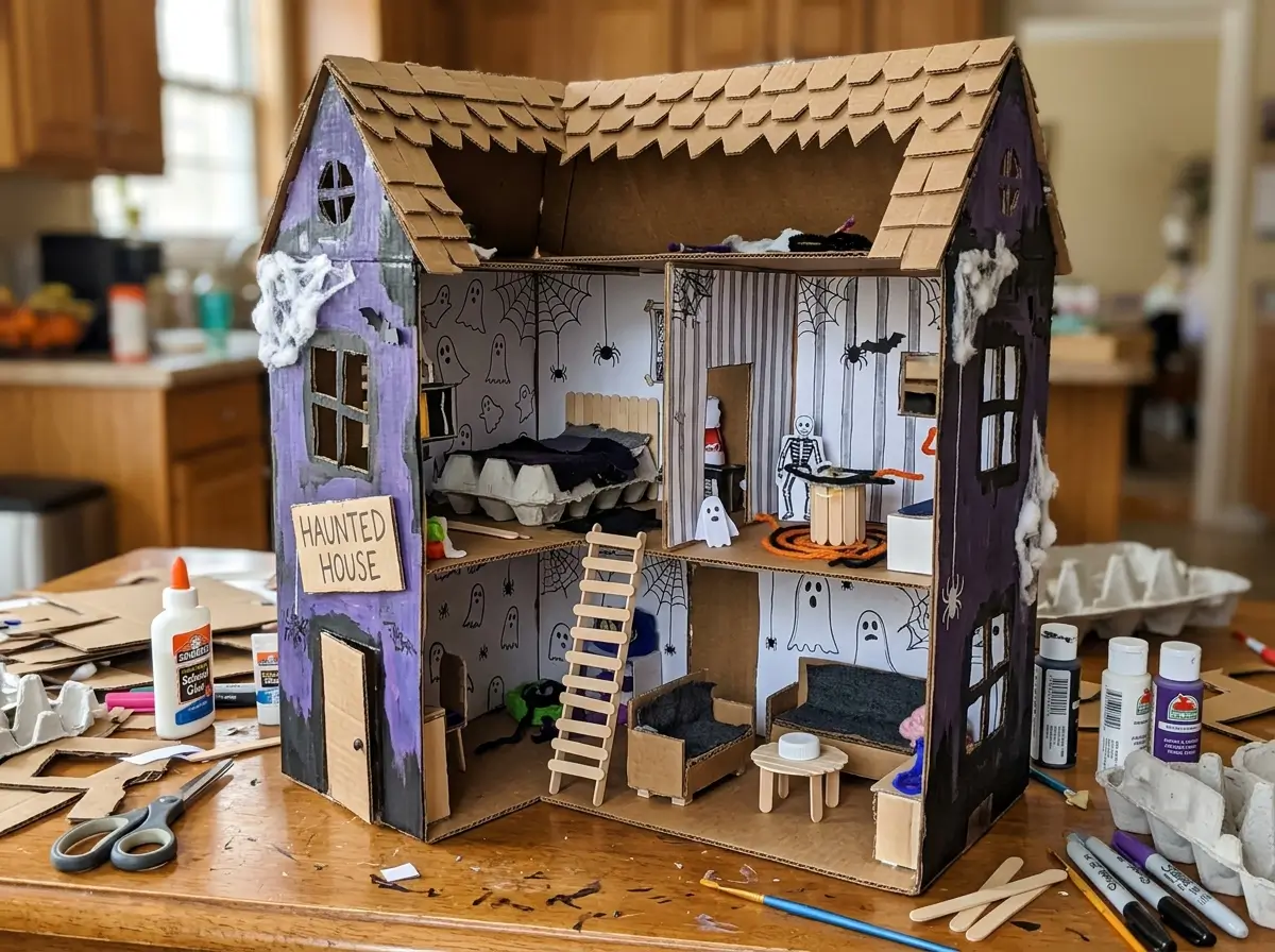 Cardboard Box Haunted Dollhouse