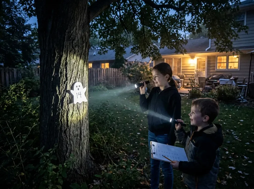 Backyard Flashlight Ghost Scavenger Hunt