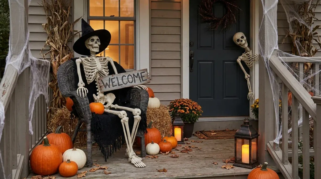Arrange a Skeleton-Themed Porch