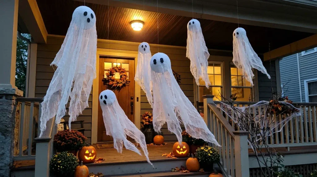 Hang Floating Cheesecloth Ghosts