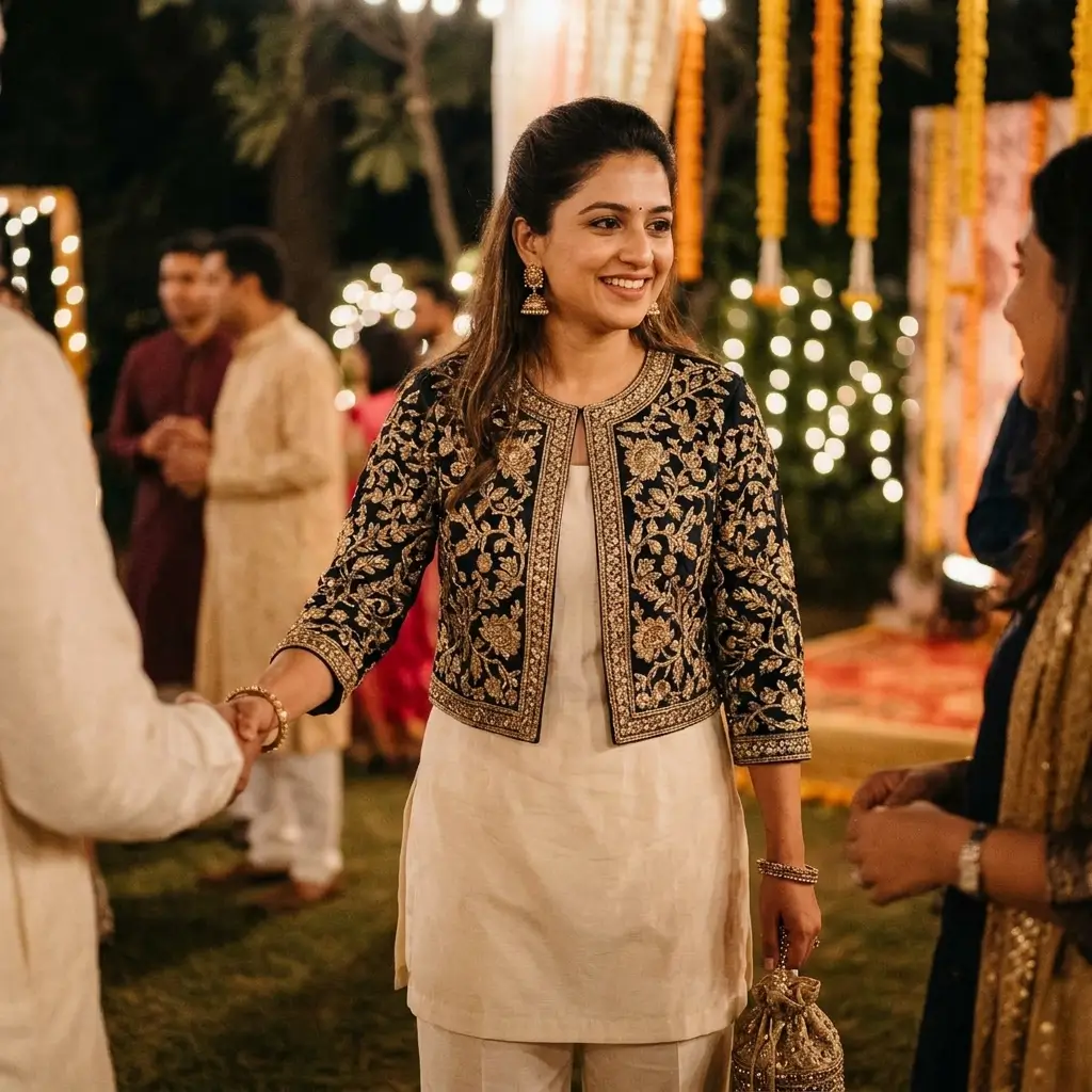 Embroidered Jacket With a Festive Outfit